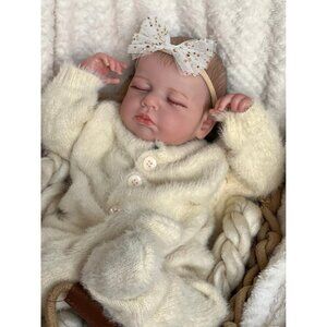 🆕 Reborn Baby Doll Cream Hand Painted Hair Asleep Cuddly Body Premie Xmas Gift